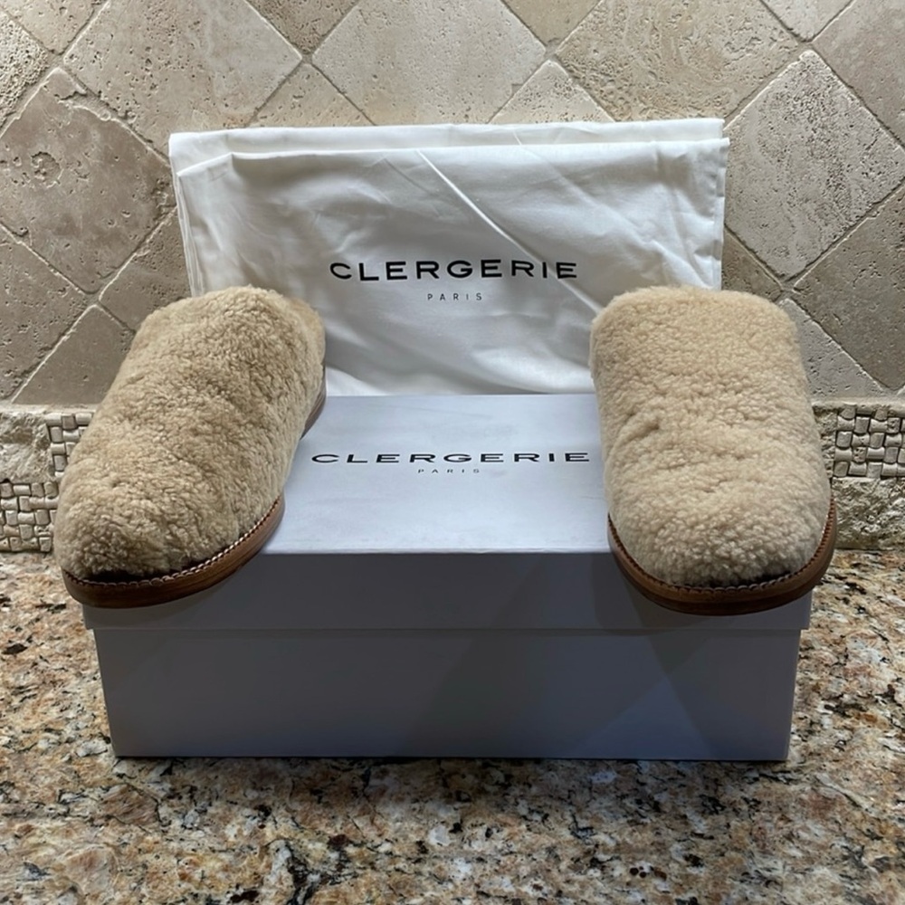 ROBERT CLERGERIE PARIS, GILLIEF, SHEARLING MULES, SIZE US 8.5, EU 38.5 - Picture 4 of 11